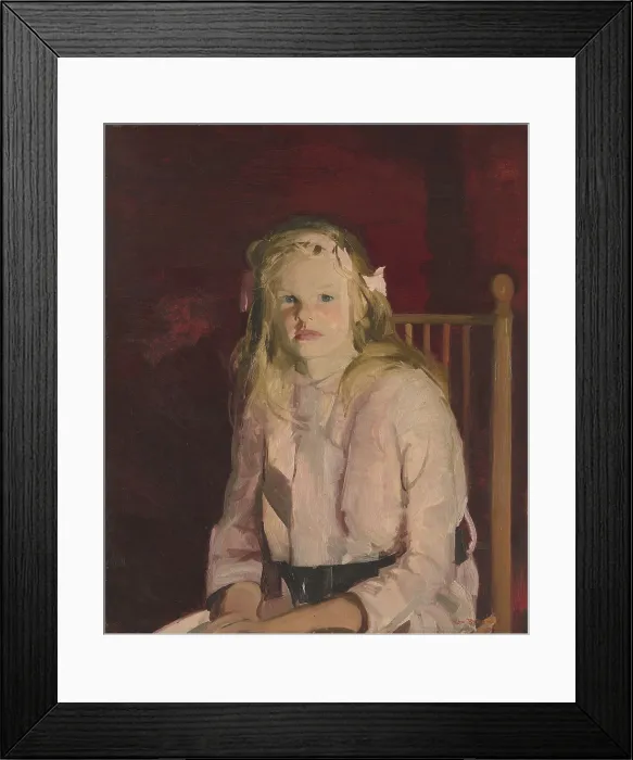 Framed Print : JULIE HUDSON, by George Bellows, 1914, American painting, oil on hardboard. Modernist painterly portrait of a girl in a style reminiscent of Manet (BSLOC_2017_7_128) Framed Print : JULIE HUDSON, by George Bellows, 1914, American painting, oil on hardboard. Modernist painterly portrait of a girl in a style reminiscent of Manet (BSLOC_2017_7_128)