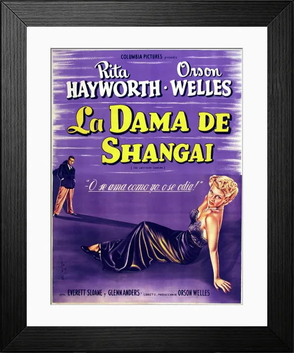Framed Print : THE LADY FROM SHANGHAI, (aka LA DAMA DE SHANGAI), Argentine poster art, from left: Orson Welles, Rita Hayworth, 1947
