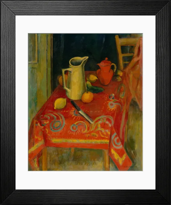 Framed Print : THE RED TABLECLOTH, by Samuel Halpert, 1915, American painting, oil on canvas