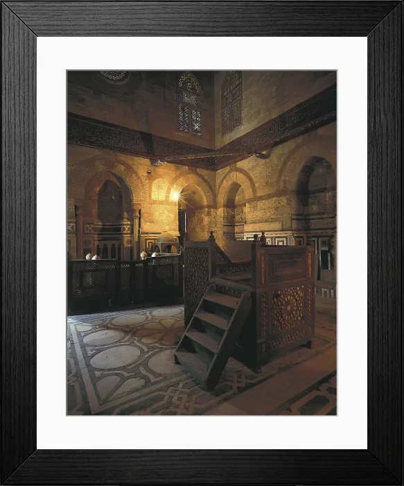 Framed Print : The Funerary Complex of Sultan al-Ashraf Qaytbay. 1472-1474. EGYPT. CAIRO. Cairo. Islamic Cairo. Mausoleum of Qaitbay. Qaitbay Funerary Complex. Qaitbay's tomb. Ottoman art
