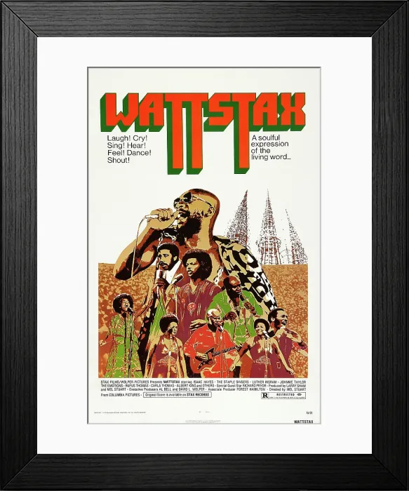 Framed Print : WATTSTAX, US poster art, from top, center: Isaac Hayes, Richard Pryor, Jesse Jackson, Rufus Thomas, Johnnie Taylor; bottom: Carla Thomas, the Staple Singers, 1973