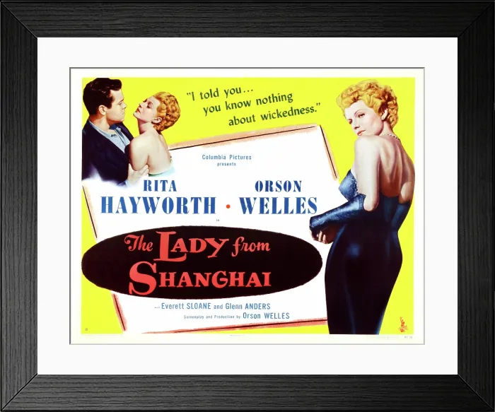 Framed Print : THE LADY FROM SHANGHAI, US lobbycard, from left: Orson Welles, Rita Hayworth, 1947