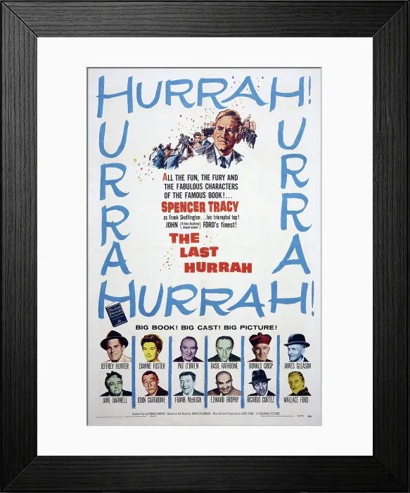 Framed Print : THE LAST HURRAH, top: Spencer Tracy, bottom clockwise l-r: Jeffrey Hunter, Dianne Foster, Pat O'Brien, Basil Rathbone, Donald Crisp, James Gleason, Wallace Ford