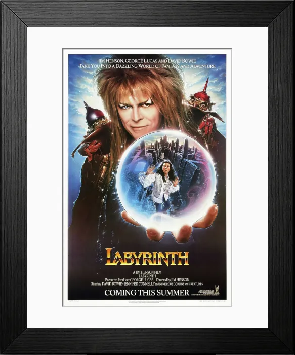 Framed Print : LABYRINTH, from top: David Bowie, Jennifer Connelly, 1986, TriStar Pictures / courtesy Everett Collection