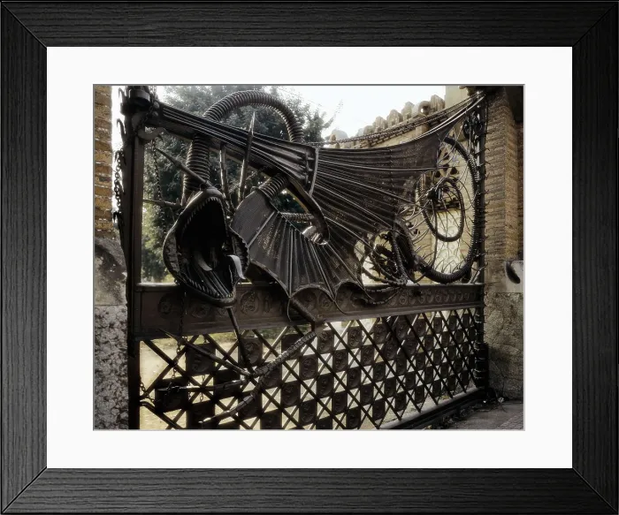 Framed Print : GAUDI i CORNET, Antoni (1852-1926). Gell Estate. SPAIN. Barcelona. Gell Estate. Dragon on main gate. Modernism. Forging; Architecture. AISA / Everett Collection**US SALES ONLY** Framed Print : GAUDI i CORNET, Antoni (1852-1926). Gell Estate. SPAIN. Barcelona. Gell Estate. Dragon on main gate. Modernism. Forging; Architecture. AISA / Everett Collection**US SALES ONLY**