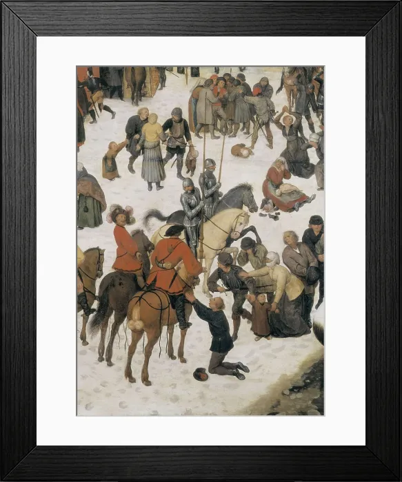 Framed Print : Breugel, Pieter, The Elder, called 'Peasant Bruegel' (1525-1569). Massacre of the Innocents. 1560s. Right-hand lower detail depicting the soldiers assaulting the houses Framed Print : Breugel, Pieter, The Elder, called 'Peasant Bruegel' (1525-1569). Massacre of the Innocents. 1560s. Right-hand lower detail depicting the soldiers assaulting the houses