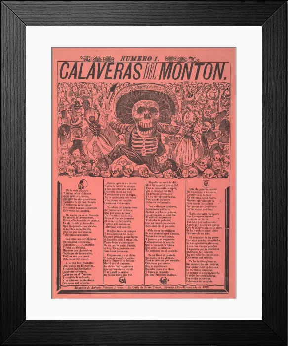 Framed Print : CALAVERAS FROM THE HEAP, NUMBER 1, 1910 broadside by Mexican artist Jose Guadalupe Posada