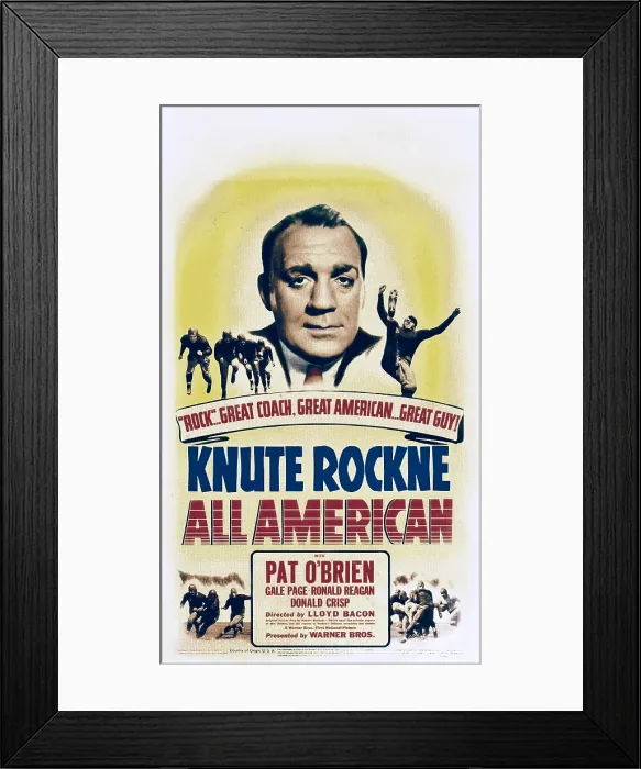 Framed Print : KNUTE ROCKNE ALL AMERICAN, Pat O'Brien, 1940