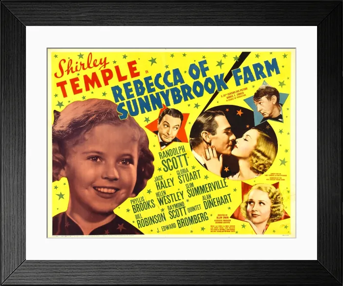 Framed Print : REBECCA OF SUNNYBROOK FARM, from left: Shirley Temple, Jack Haley, Randolph Scott, Gloria Stuart, top right: Slim Summerville, bottom right: Phyllis Brooks, 1938