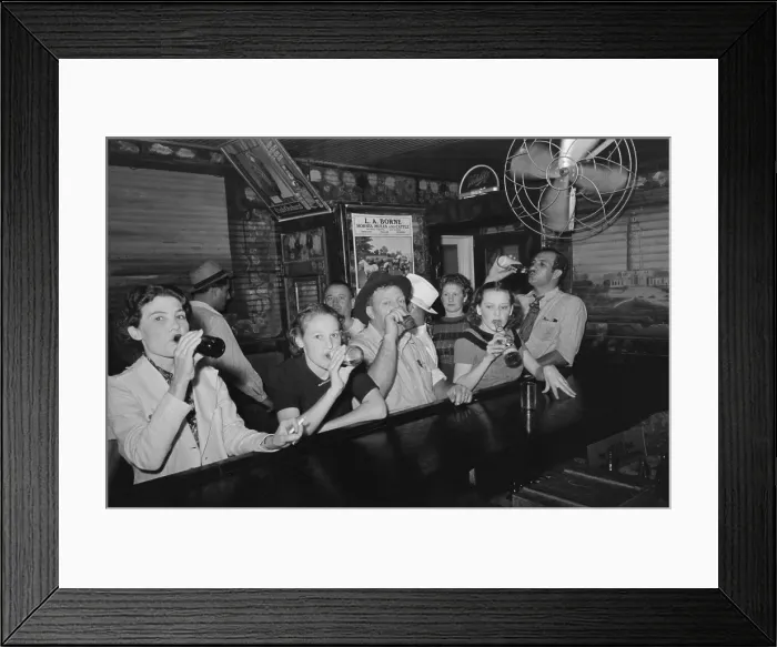 Framed Print : Men and women drinking beer in a bar on crab boil night, in Raceland, Louisiana. Sept. 1938 photo by Russell Lee. (BSLOC_2015_14_140) Framed Print : Men and women drinking beer in a bar on crab boil night, in Raceland, Louisiana. Sept. 1938 photo by Russell Lee. (BSLOC_2015_14_140)