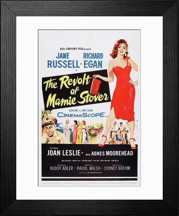 Framed Print : THE REVOLT OF MAMIE STOVER, US poster art, Left: Richard Egan; right: Jane Russell, 1956. TM and Copyright 20th Century-Fox Film Corp