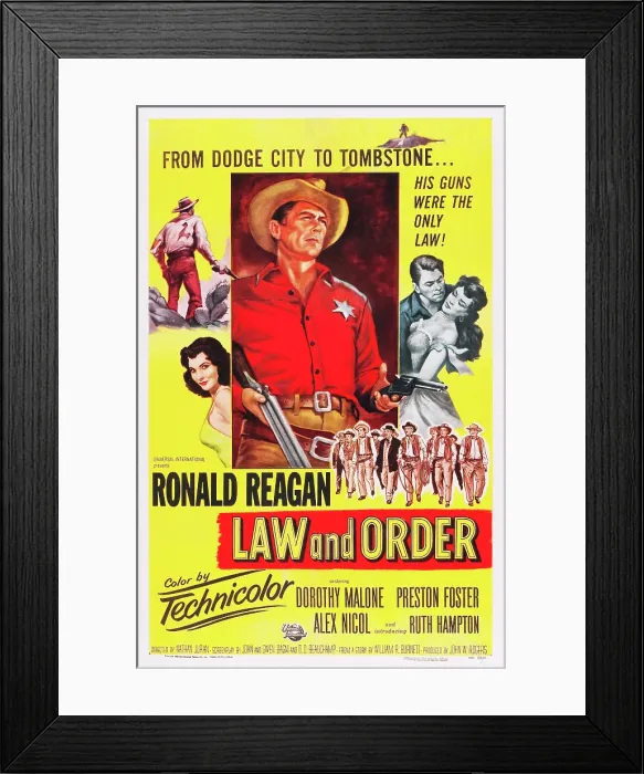 Framed Print : LAW AND ORDER, center: Ronald Reagan on poster art, 1953