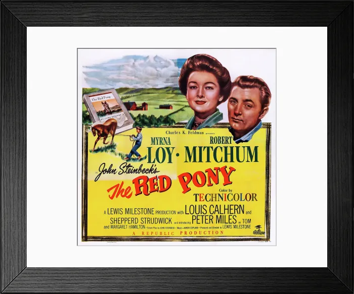 Framed Print : THE RED PONY, US poster art, from left: Myrna Loy, Robert Mitchum, 1949