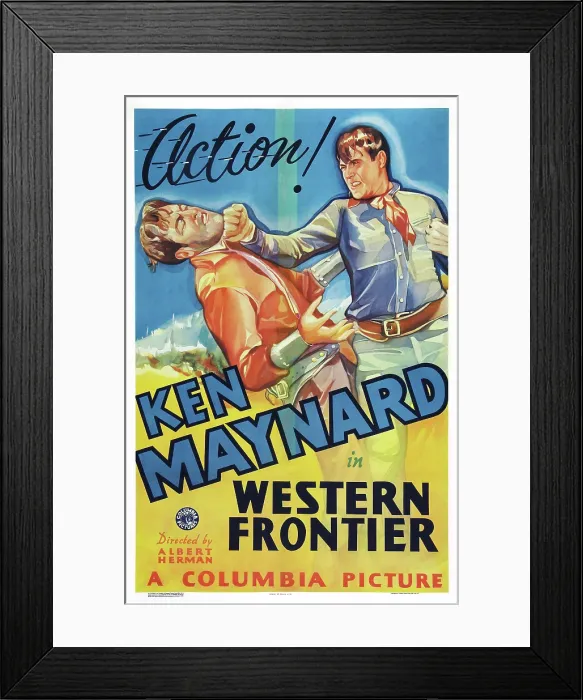 Framed Print : WESTERN FRONTIER, US poster art, right: Ken Maynard, 1935