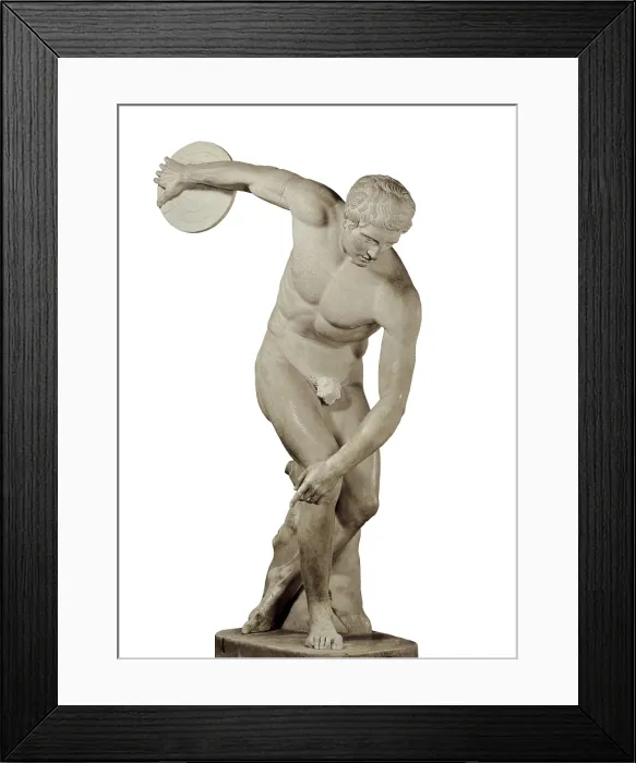Framed Print : MIRON (5th BC). Discobolus. ca. 460 BC. Bronze Roman copy by Myron. Classical Greek art. Sculpture on marble. VATICAN CITY. Vatican Museums Framed Print : MIRON (5th BC). Discobolus. ca. 460 BC. Bronze Roman copy by Myron. Classical Greek art. Sculpture on marble. VATICAN CITY. Vatican Museums