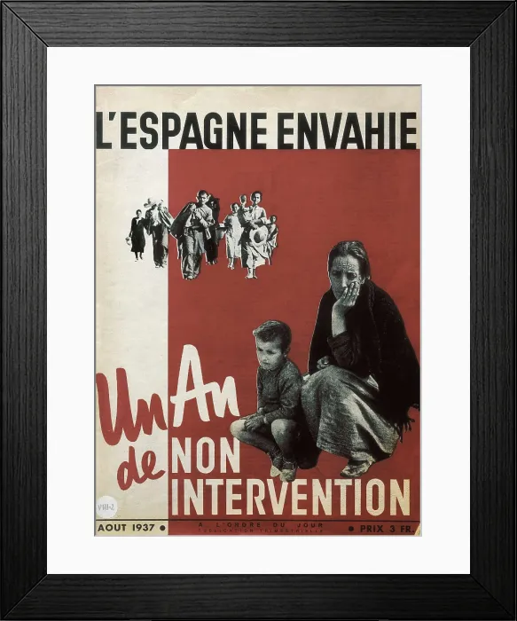Framed Print : Spanish Civil War (1936-1939). 'L'Espagne envahie. Un an de non intervention'. Picture from the French magazine 'A l'ordre du jour' (August, 1937)