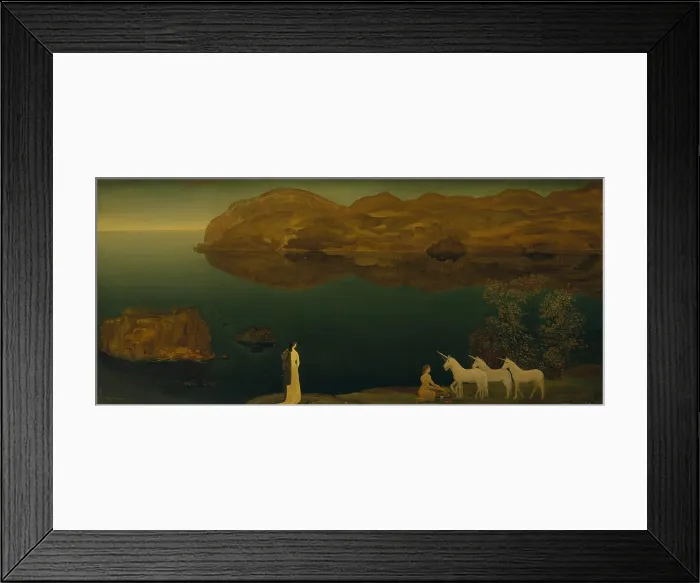 Framed Print : UNICORN (LEGEND-SEA CALM), by Arthur B. Davies, 1906, American painting, oil on canvas
