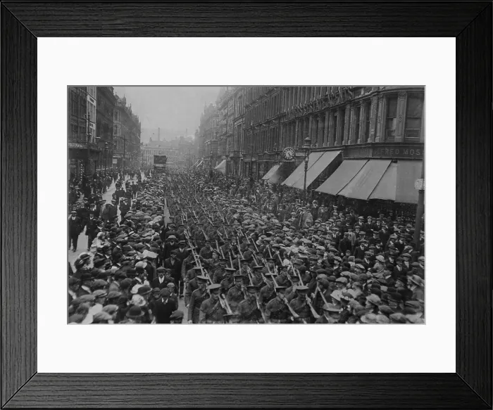 Framed Print : Ulster Volunteers marching in Belfast during World War I, April 8, 1916