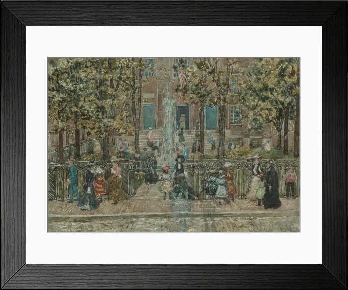 Framed Print : COURT YARD, WEST END LIBRARY, BOSTON, by Maurice Brazil Prendergast, 1900-1901, Canadian-American drawing. Watercolor, gouache, and charcoal on paper Framed Print : COURT YARD, WEST END LIBRARY, BOSTON, by Maurice Brazil Prendergast, 1900-1901, Canadian-American drawing. Watercolor, gouache, and charcoal on paper
