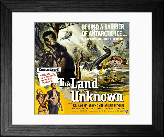 Framed Print : THE LAND UNKNOWN, bottom left from left: Shawn Smith (aka Shirley Patterson), Jock Mahoney, 1957