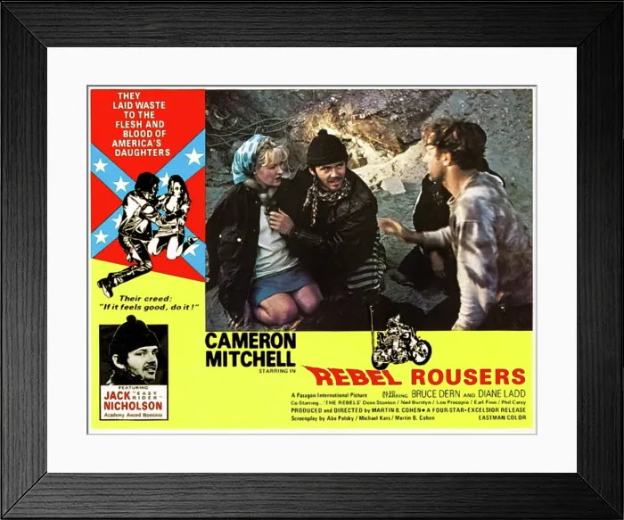Framed Print : REBEL ROUSERS, (from left, in large inset): Diane Ladd, Jack Nicholson, Bruce Dern, 1970