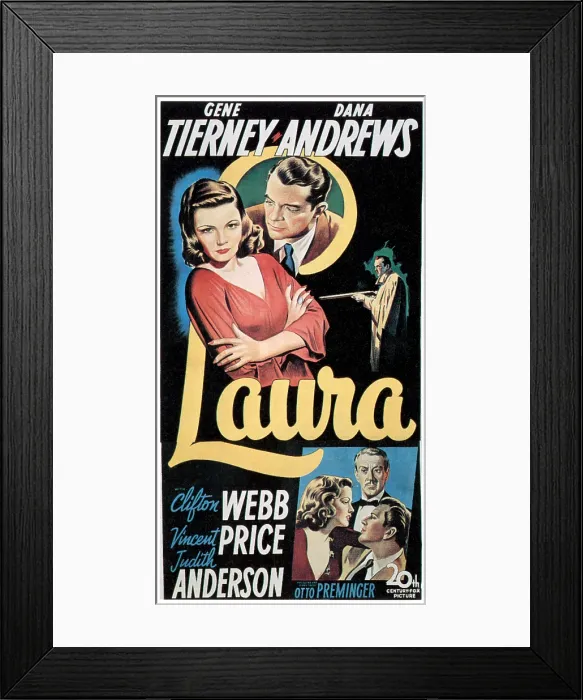 Framed Print : LAURA, (top l-r): Gene Tierney, Dana Andrews, (bottom l-r): Judith Anderson, Clifton Webb, Vincent Price, 1944, TM and Copyright 20th Century Fox Film Corp