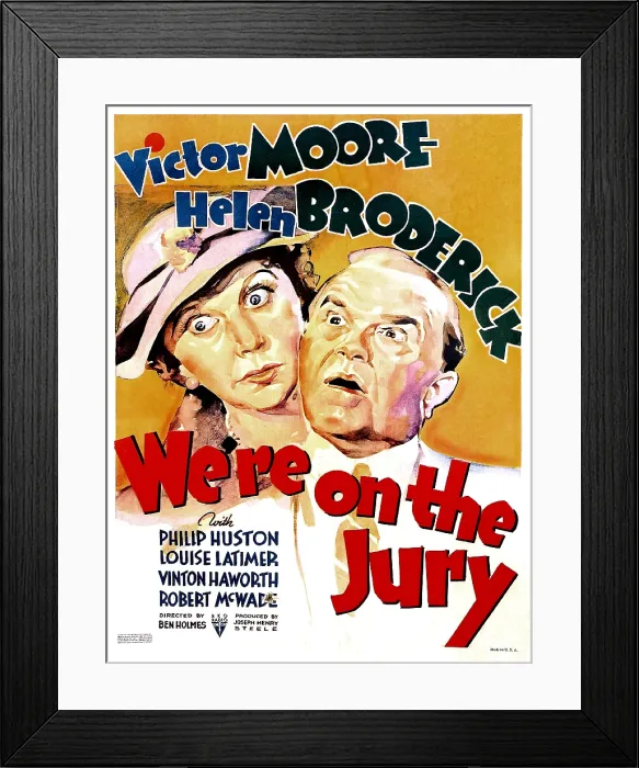 Framed Print : WE'RE ON THE JURY, US poster art, from left: Helen Broderick, Victor Moore, 1937