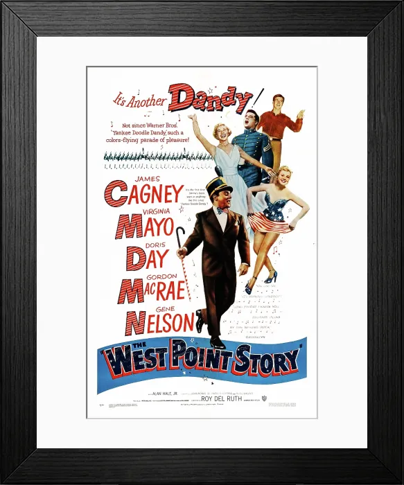 Framed Print : THE WEST POINT STORY, US poster art, from top: Gene Nelson, Gordon MacRae, Doris Day, Virginia Mayo, James Cagney, 1950 Framed Print : THE WEST POINT STORY, US poster art, from top: Gene Nelson, Gordon MacRae, Doris Day, Virginia Mayo, James Cagney, 1950