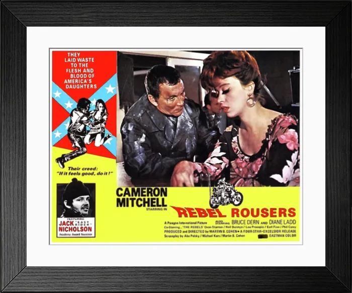 Framed Print : REBEL ROUSERS, Jack Nicholson (bottom, left), Cameron Mitchell (large inset, left), 1970