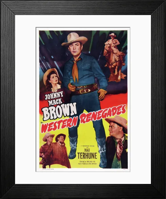 Framed Print : WESTERN RENEGADES, poster art, top l-r: Jane Adams, Johnny Mack Brown, bottom right: Max Terhune, 1949