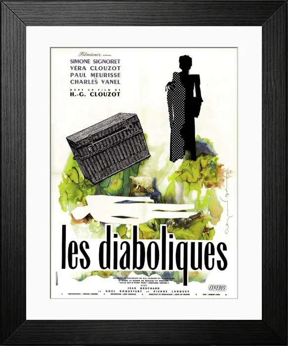 Framed Print : DIABOLIQUE, (aka LES DIABOLIQUES), French poster art, 1955 Framed Print : DIABOLIQUE, (aka LES DIABOLIQUES), French poster art, 1955
