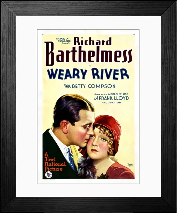 Framed Print : WEARY RIVER, from left: Richard Barthelmess, Betty Compson, 1929