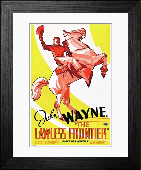 Framed Print : THE LAWLESS FRONTIER, John Wayne on poster art, 1934