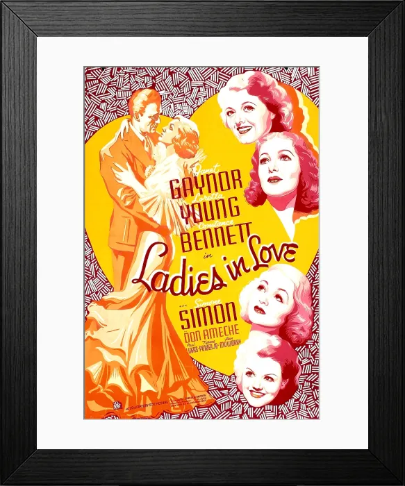 Framed Print : LADIES IN LOVE, right from top: Janet Gaynor, Loretta Young, Constance Bennett, Simone Simon, 1936, TM and Copyright 20th Century Fox Film Corp