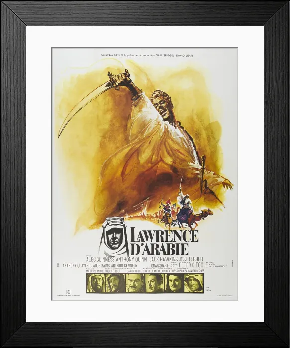Framed Print : LAWRENCE OF ARABIA (aka LAWRENCE D'ARABIE), top: Peter O'Toole, bottom from left: Alec Guinness, Anthony Quinn, Jack Hawkins, Jose Ferrer, Omir Sharif