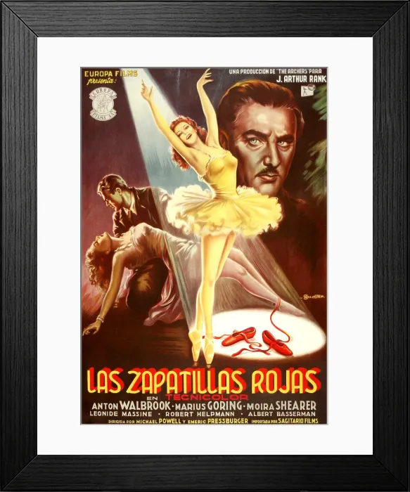 Framed Print : THE RED SHOES, (aka LAS ZAPATILLAS ROJAS), Moira Shearer (center), anton Walbrook (right), 1948