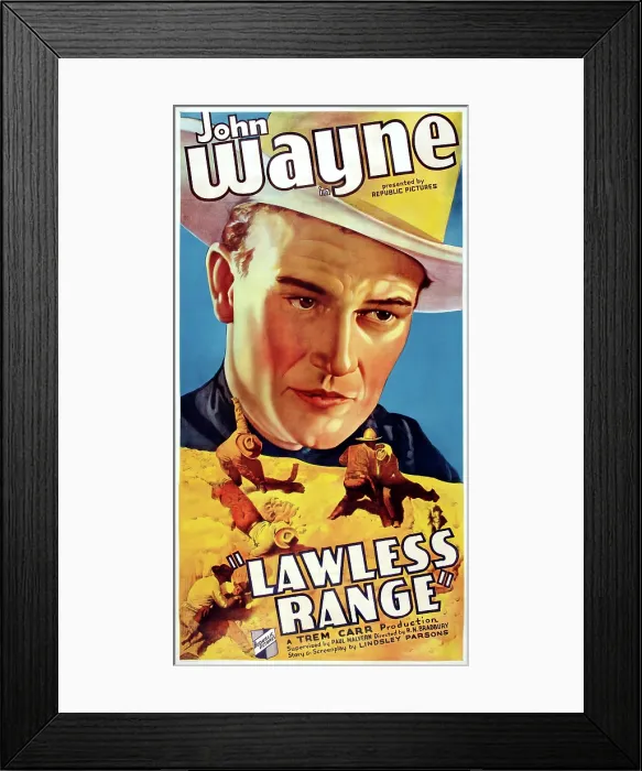 Framed Print : LAWLESS RANGE, US poster art, John Wayne, 1935