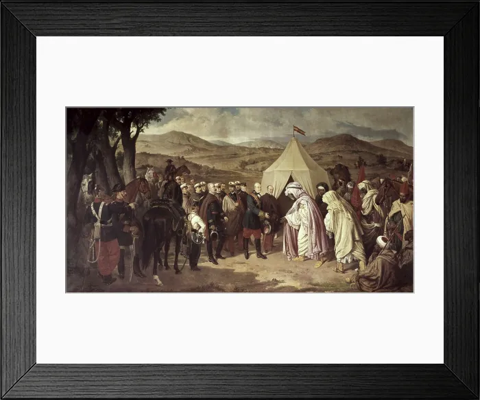 Framed Print : DOMINGUEZ BECQUER, Joaqun (1818-1879). The Moroccan Peace. Meeting between general O'Donnell and the prince Muley-el-Abas Framed Print : DOMINGUEZ BECQUER, Joaqun (1818-1879). The Moroccan Peace. Meeting between general O'Donnell and the prince Muley-el-Abas