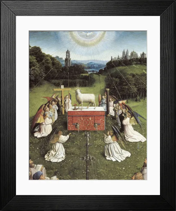 Framed Print : EYCK, Jan van (1390-1441); EYCK, Hubert van (1370-1426). The Ghent Altarpiece or Adoration of the Mystic Lamb. 1425-1432. BELGIUM. Ghent. Saint Bavo Cathedral