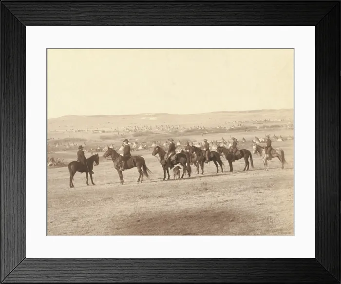 Framed Print : Gen. Miles and staff viewing the hostile Indian Camp, near Pine Ridge Agency, Jan. 16, 1891 Framed Print : Gen. Miles and staff viewing the hostile Indian Camp, near Pine Ridge Agency, Jan. 16, 1891