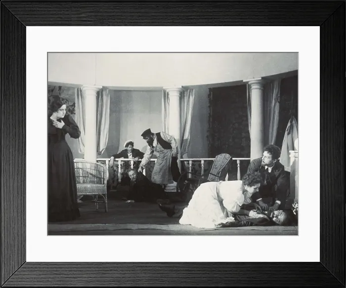 Framed Print : GORKI, Maksim (1868-1936). Scene of 'The Children'. Performance at the Moscow Ermolova Theatre, directed by Khmeliou and Kniebel (1944)