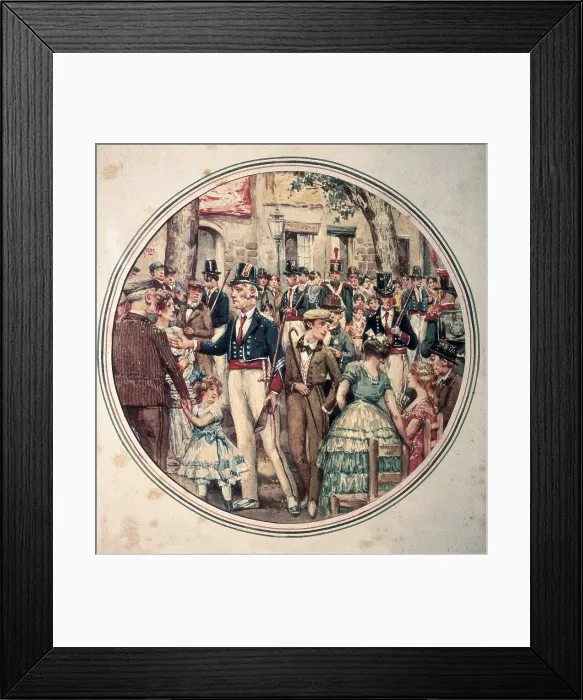 Framed Print : Spain (1840). Allegory of the Corpus Procession of the cathedral of Barcelona with Mossos d'Esquadra (catalan police). Watercolour by Salvador Ross. Watercolour Framed Print : Spain (1840). Allegory of the Corpus Procession of the cathedral of Barcelona with Mossos d'Esquadra (catalan police). Watercolour by Salvador Ross. Watercolour