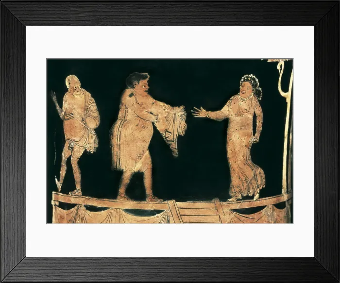 Framed Print : Vase with theatre scene. 5th-4th c. BC. Classical Greek art. Ceramics. ITALY. Naples. National Museum of Archaeology. AISA / Everett Collection**US SALES ONLY**