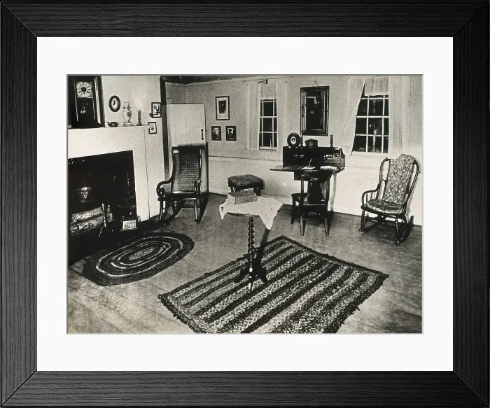 Framed Print : POE, Edgar Allan (1809-1849). Interior of Poe's cottage in Fordham, currently situated in New York's Bronx. AISA / Everett Collection**US SALES ONLY** Framed Print : POE, Edgar Allan (1809-1849). Interior of Poe's cottage in Fordham, currently situated in New York's Bronx. AISA / Everett Collection**US SALES ONLY**