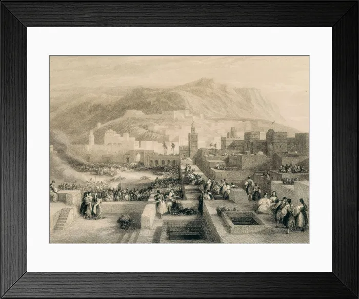 Framed Print : Morocco (1833). Tetouan. The Great Square during the celebrations of the wedding of the governor's son Ash-Ash. Etching. AISA / Everett Collection**US SALES ONLY**