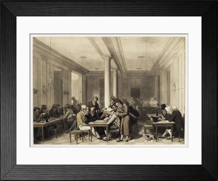 Framed Print : BOILLY, Louis Leopold (1761-1845). Interior of a Parisian Caf. ca. 1815. Neoclassicism. Watercolour. FRANCE. Paris. Muse Carnavalet (Carnavalet Museum)