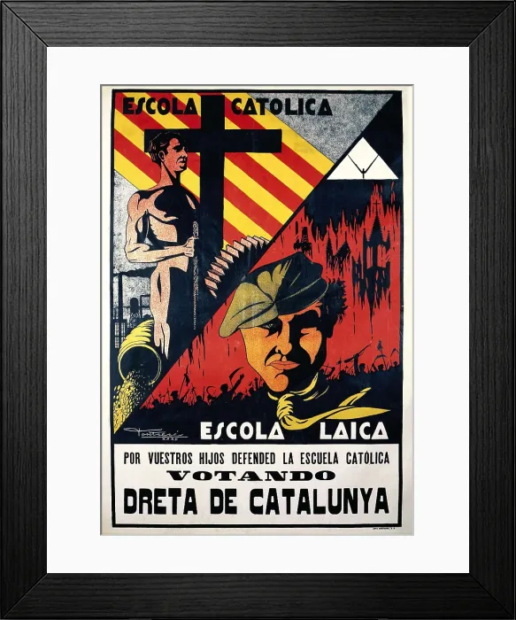 Framed Print : Spain. Second Republic (1936-1939). Poster of Dreta de Catalunya (Right of Catalonia) defending the Catholic school. AISA / Everett Collection**US SALES ONLY**