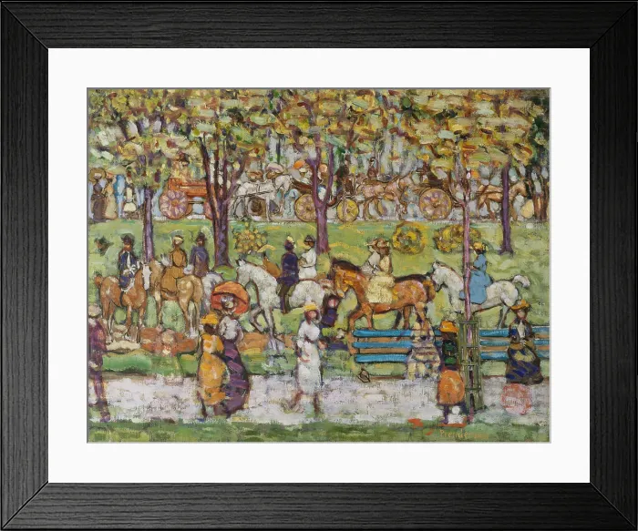 Framed Print : CENTRAL PARK, by Maurice Brazil Prendergast, 1914-15, Canadian-American painting, oil on canvas. This is a classic of the artist's personal style