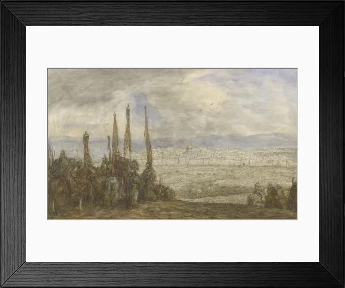 Framed Print : Turkish Army at Jerusalem, by Marius Bauer, c. 1890-1920, Dutch watercolor painting (BSLOC_2016_2_188)