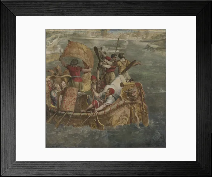 Framed Print : Landing van Scipio Africanus at Carthage, by Coxie, Michiel, c. 1555, Flemish gouache painting. He invaded North Africa to destroy Carthage in 205 BCE (BSLOC_2016_2_195)